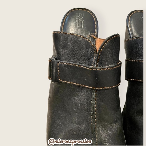 Born Black Real Leather Platform Mules Clogs Buckle Everyday Fashion Cute Heels - Picture 7 of 10